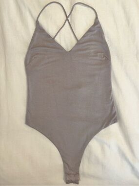 superdown Mauve Ribbed Crossback Bodysuit